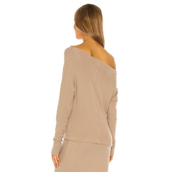 NEW ENZA COSTA sweater knit thumbhole slouch top in taupe beige L - Picture 3 of 3